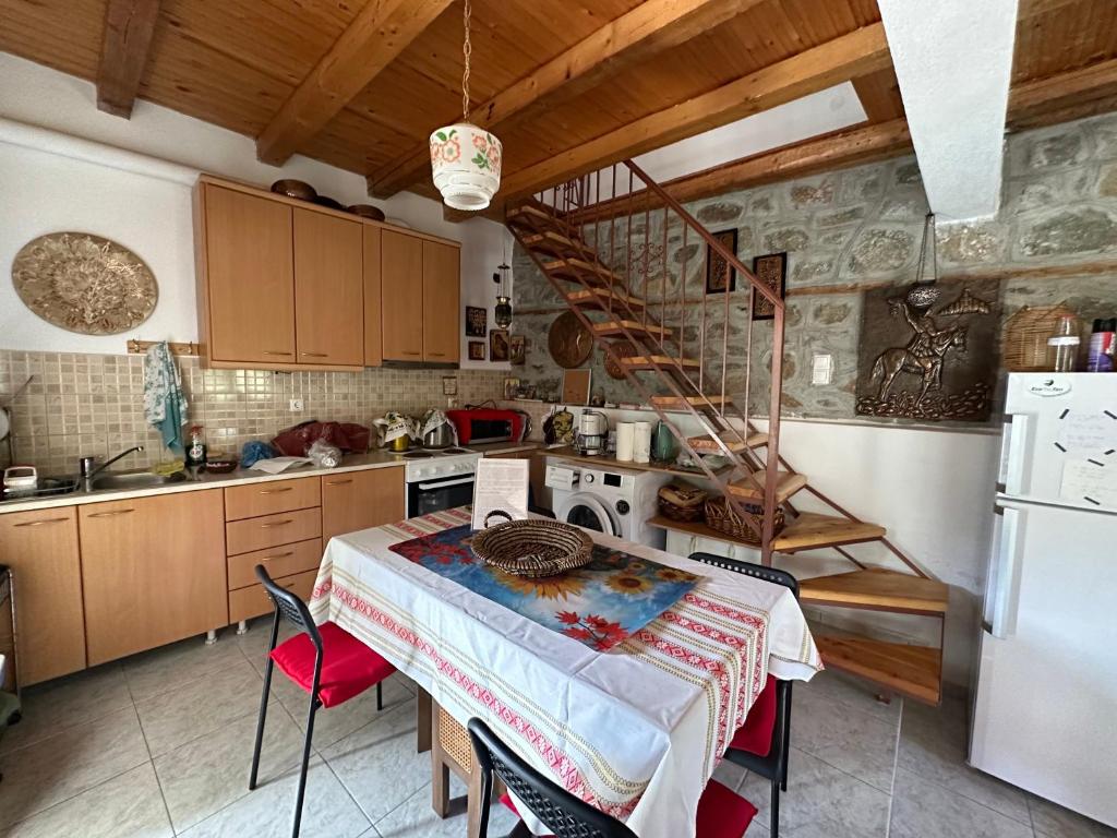 Image of a kitchen with a mountain view